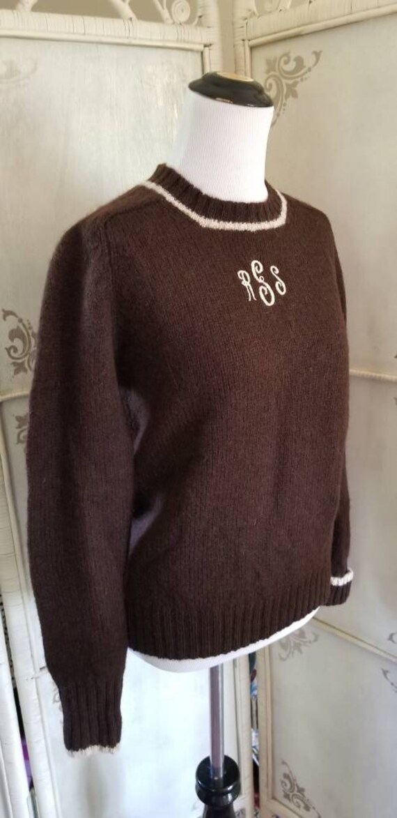 1960s Shetand Wool Sweater Robert Scott LTD Brown… - image 2