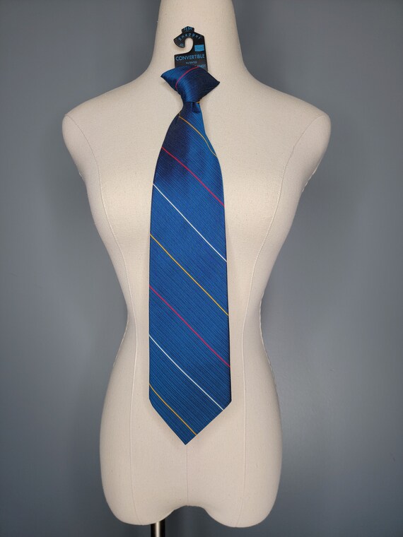 60s/ 70s Blue Striped Tie Sears Convertable Snapp… - image 3