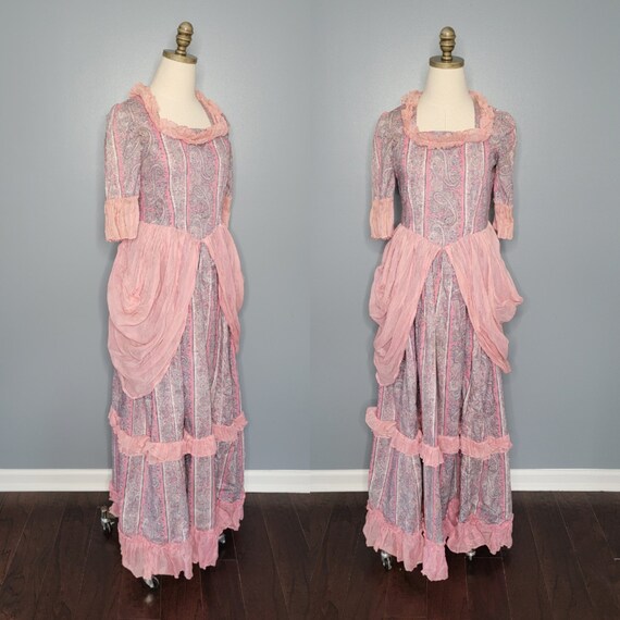 Vintage Handmade Costume Pink and Blue Paisley Mar