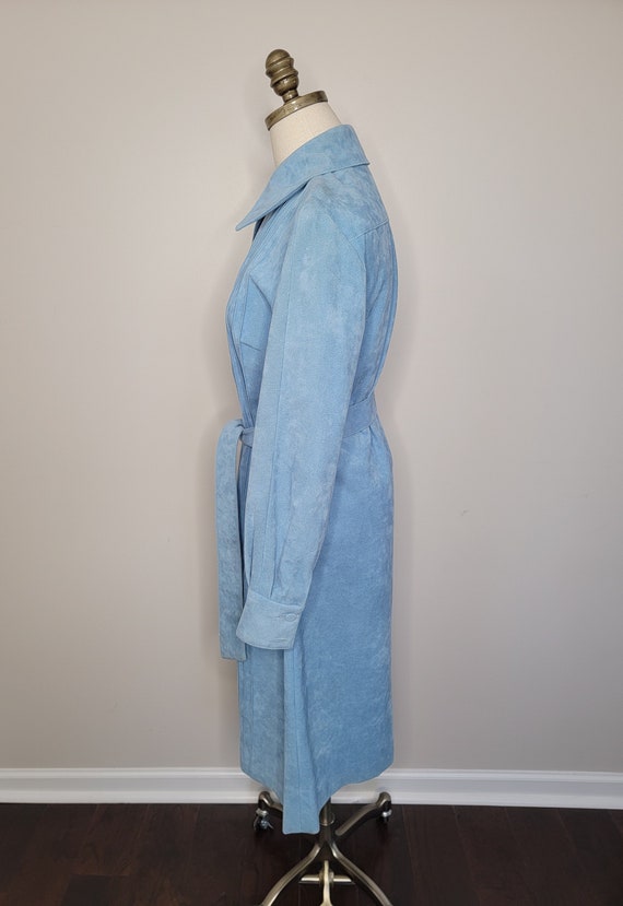 1970s Lilli Ann Ultra Suede Blue Trench Coat - image 7