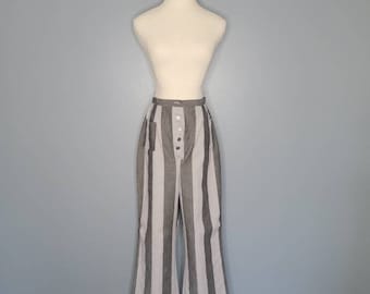 Pantalon rayé gris foncé et gris clair années 70