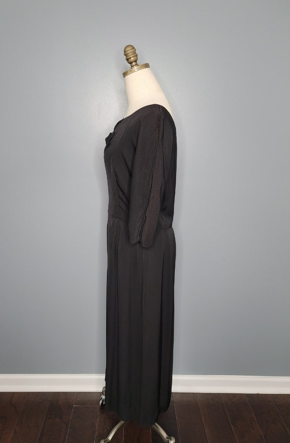 1960s Black Jersey Pleated Cocktail Dress - image 5
