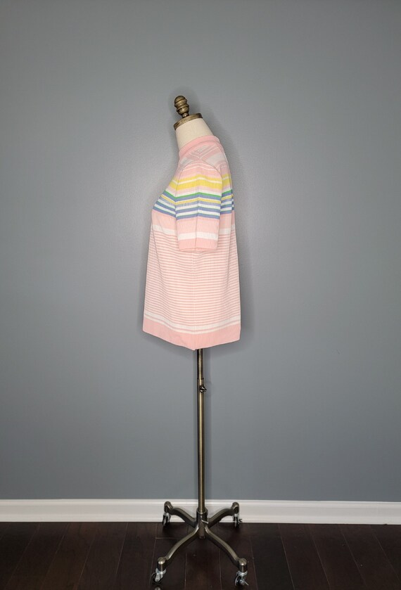 1970s James Kenrob Pink Striped Polyester Short S… - image 5