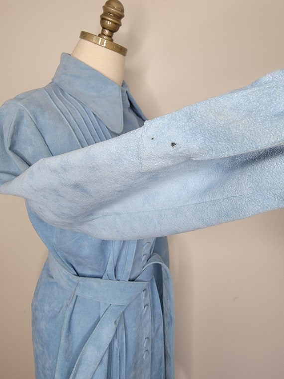 1970s Lilli Ann Ultra Suede Blue Trench Coat - image 6