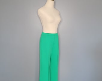60s Jantzen Wide Leg Green Polyester Pants Textured Polyester  Trouser