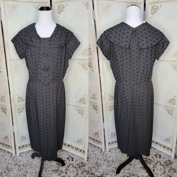 1950s/ 1960s D&P Original Black Eyelet Dress Vint… - image 1