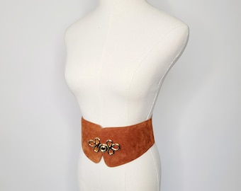 1980s Brown Suede Belt XS