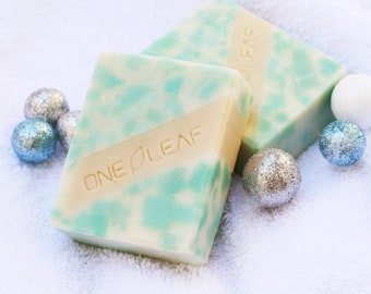 Organic Icey Handmade Soap, Peppermint Natural Artisan Soap, handcrafted soap, Teal soap, handmade olive oil soap