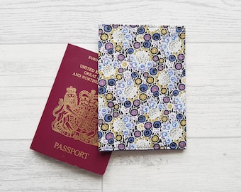 Abstract Floral Fabric Passport Cover, Lavender Passport Holder, Travel Accessories, Gifts For Mum, Gifts For Her, Mother's Day Gifts