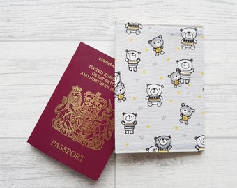 Teddy Bear Fabric Passport Cover, Kids Passport Holder, Little Travellers, Travel Accessories, Gifts For Children, Document Case, Holidays