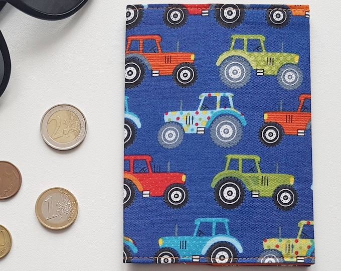Tractor Design Fabric Passport Cover, Digger Passport Holder, Gifts for