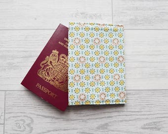 Retro Fabric Passport Cover, Floral Fabric Passport Holder, Traveller Gift, Gifts For Her, Mothers Day Gift, Document Sleeve, Vintage Wallet