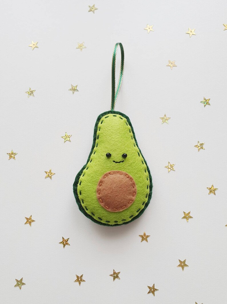 Felt Avocado Christmas Decoration, Felt Decorations, Avocado Gifts, Foodie Gifts, Mothers Day Gift, Teacher Gifts Without holly