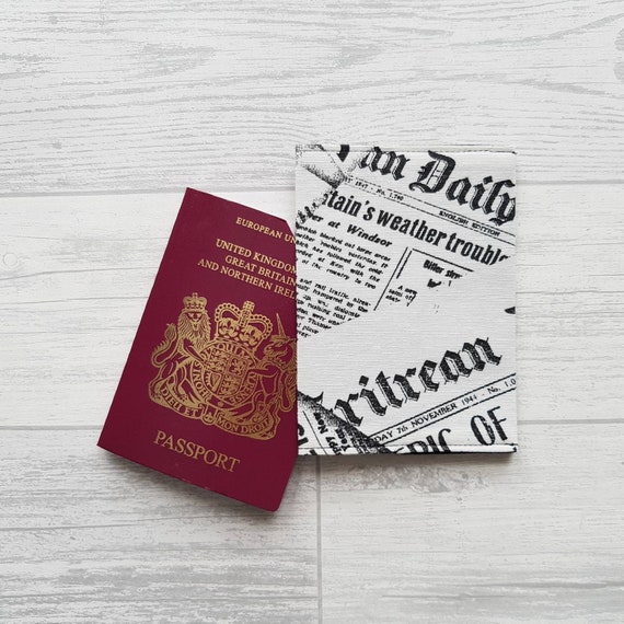 Newsprint Fabric Passport Cover Newspaper Design Passport Etsy