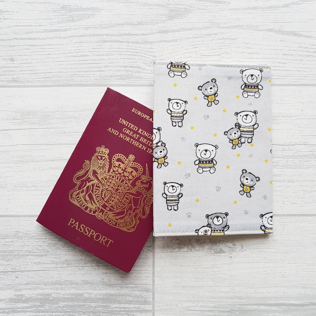 Teddy Bear Fabric Passport Cover, Kids Passport Holder, Little ...