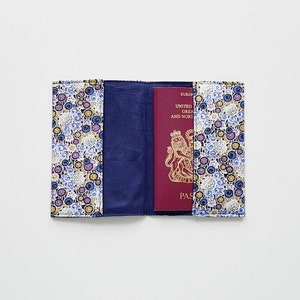 Blue Floral Jute Passport Cover