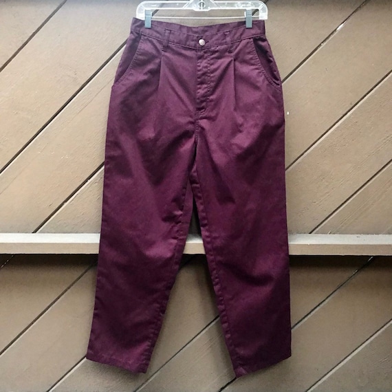 Vintage Maroon Cotton High Waist Trouser Pants by… - image 1