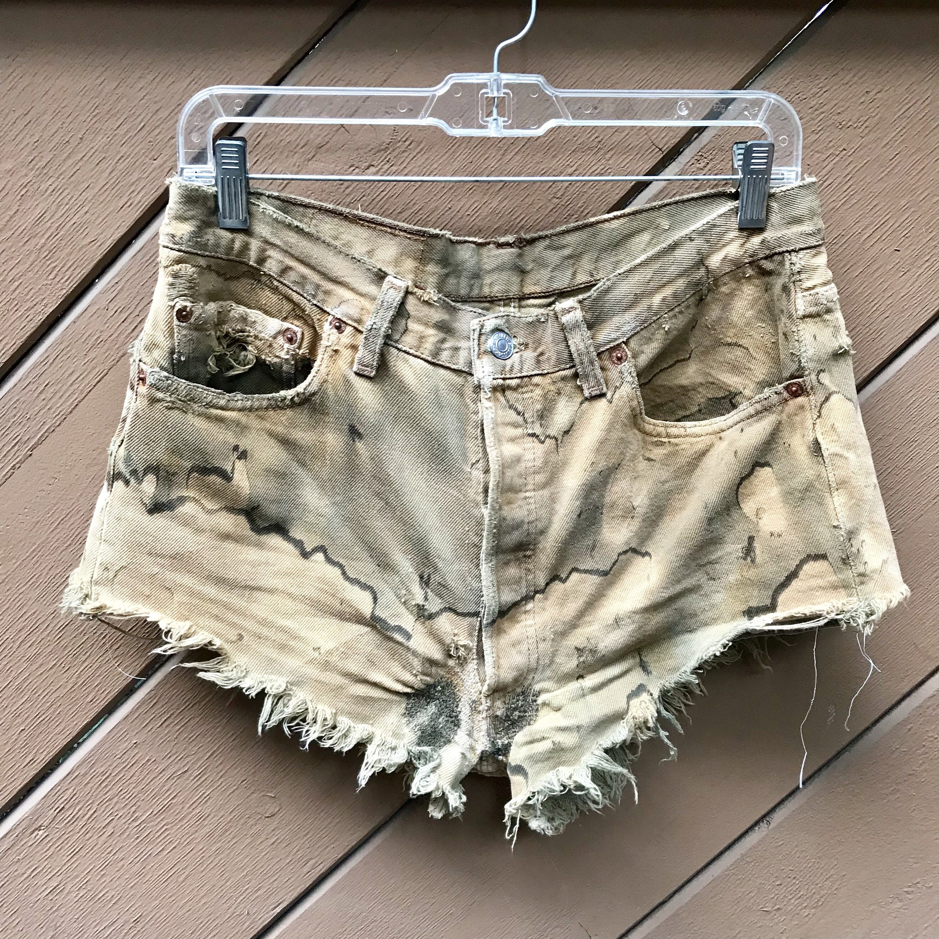 Vintage 501 Army Acid Wash Cut off 