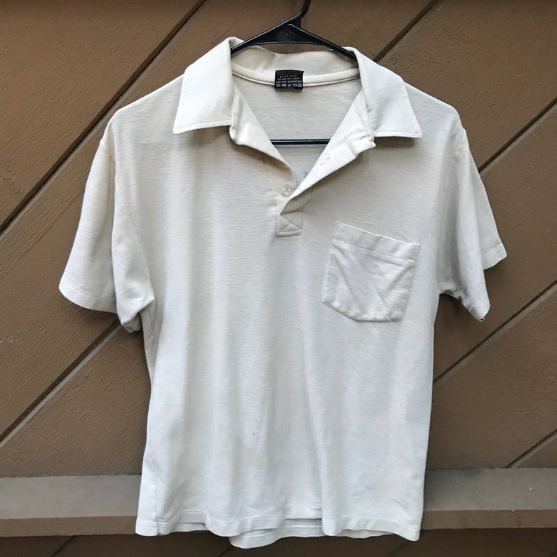 Vintage 80s Beige Graphic Polo Tee
