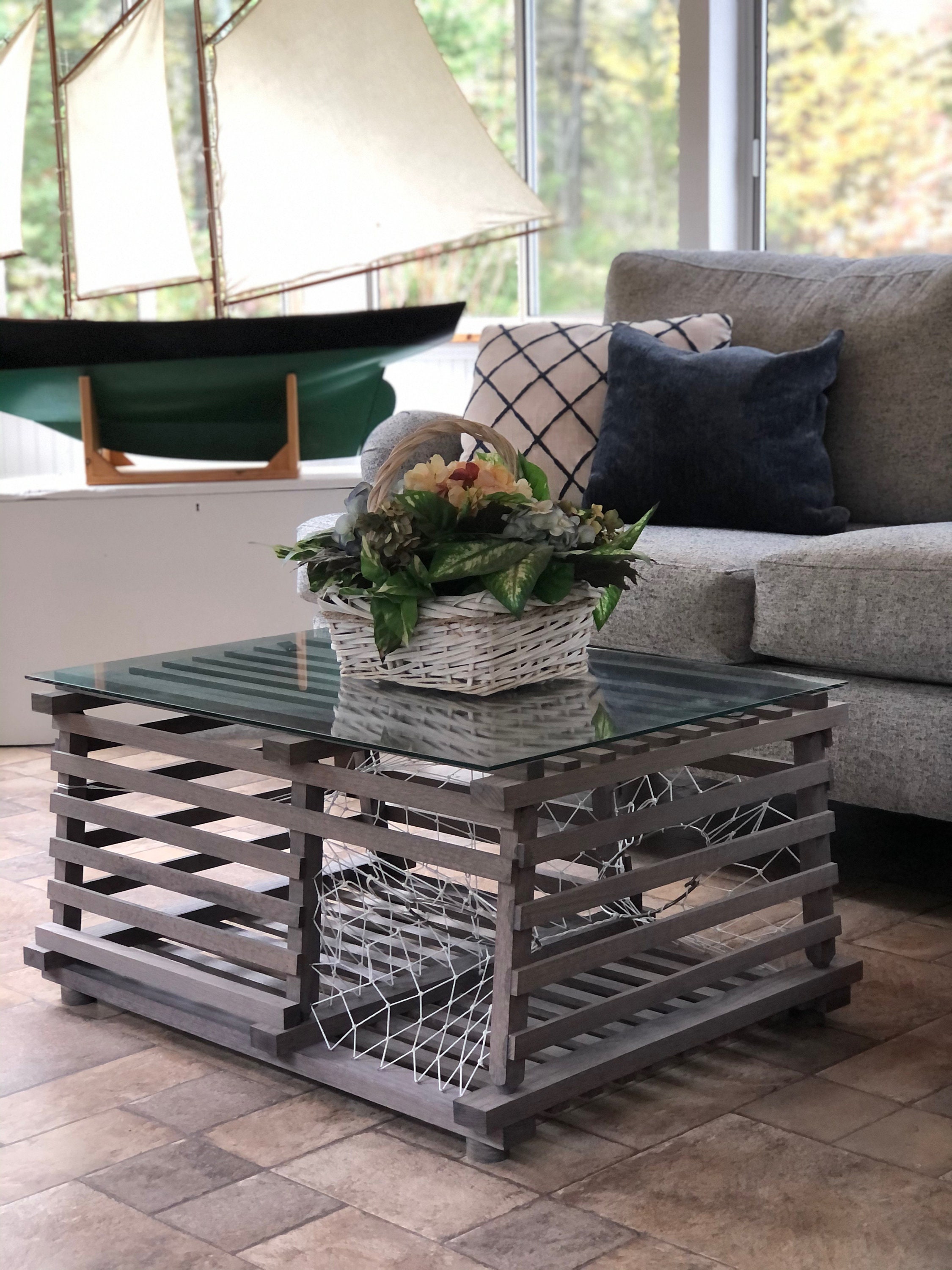 Maine Wooden Lobster Trap Coffee Table Weather Gray -  Canada