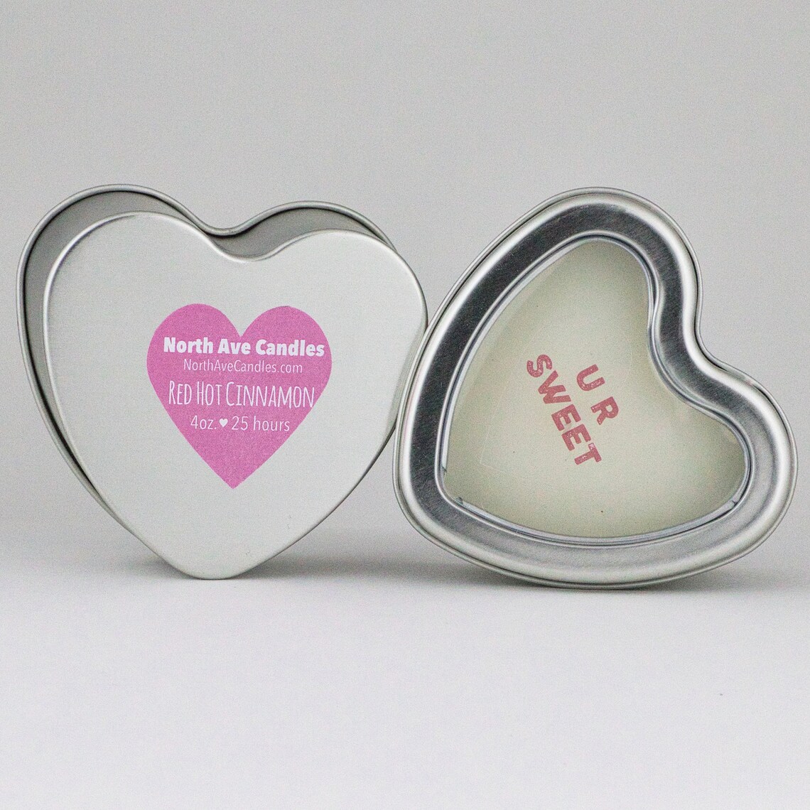 Candy Heart Candle Tin / Valentine Candles / Conversation Etsy