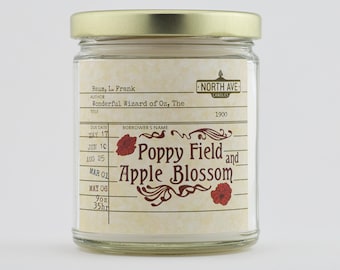 Wizard of Oz Candle: Apple Blossom, Poppy Field Scent, Book Lover Gift