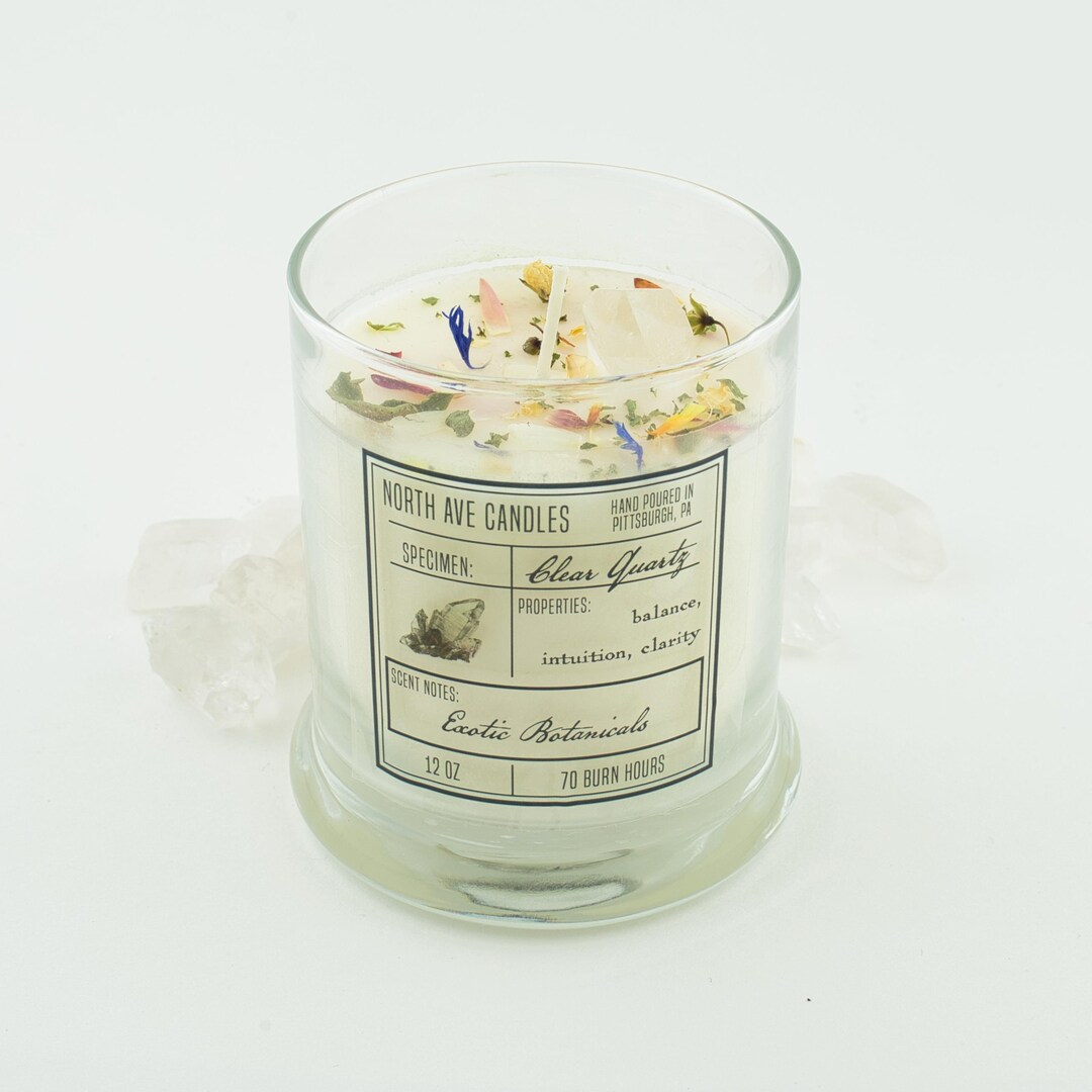 Clear Quartz Exotic Botanicals / Crystal Candles / Gem Etsy