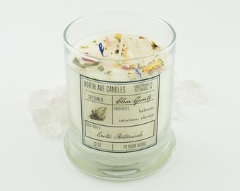 Clear Quartz | Exotic Botanicals / crystal candles / gem candles / tropical candle