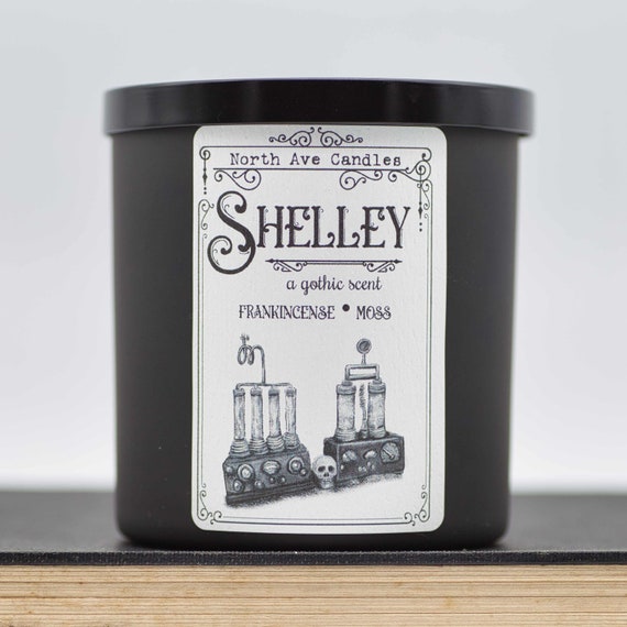 SHELLEY / Frankincense Candle / Frankenstein / Book Candle / Gothic Decor /  Mary Shelley Candle / Horror Candle / Fall Candle / Black Candle 