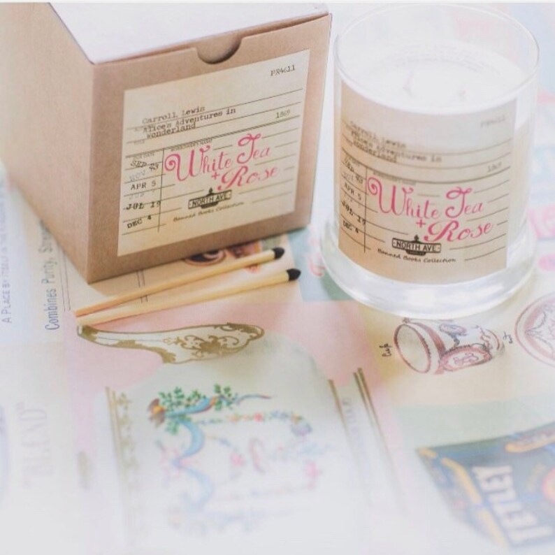 White Tea Rose Scented Candle / Inspired by Alice's Etsy