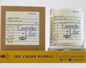 Lavender + Lilac / Bookish Candle / Lavender Scented Candle/ The Color Purple / Literary Candle / Feminist Gift / Book Lover Gift