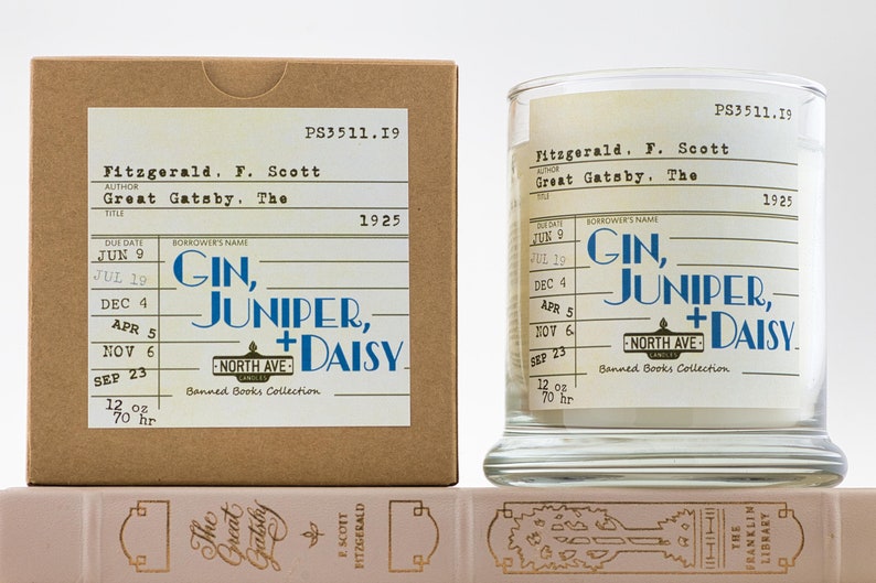 The Great Gatsby Candle / Book Scented Candle / Gin, Juniper Daisy / Literary Candle / Banned Books / Book Lovers Gift / Bookish Candle image 1