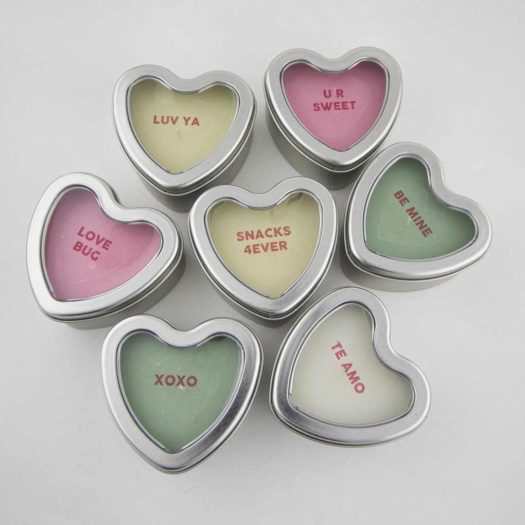 Candy Heart Candle Tin / Valentine Candles / Conversation Etsy