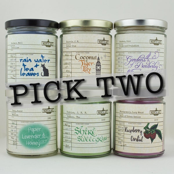 Book Lover Candles / Pick Two / Book Themed Candles / Literary Candles / Book Scented Candles / Candle Deals