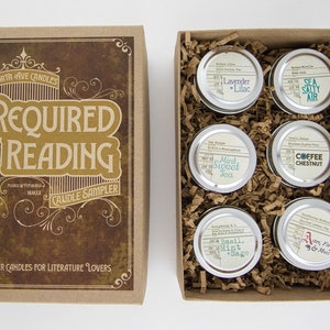 Required Reading Box Set / Book Themed Candles / Book Lovers Gift / Literary Inspired Candles / Candle Tins / Candle Sampler Set