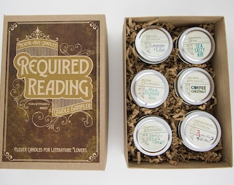 Required Reading Box Set / Book Themed Candles / Book Lovers Gift / Literary Inspired Candles / Candle Tins / Candle Sampler Set