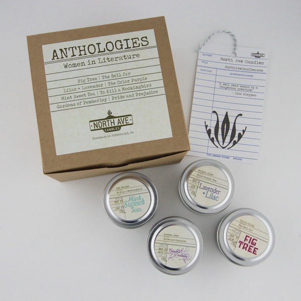Women in Literature Candle Box Set: Plath, Austen, Walker, Lee