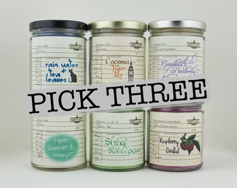 Book Lover Candles / Pick Three / Book Themed Candles / Literary Candles / Book Scented Candles / Candle Deals