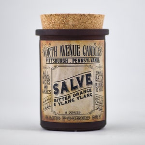 SALVE / Apothecary Candle  / Cottage Witch / Unique Candle / Snake Oil Candle / Amber Glass Candle / Witch Candle / Potion Candle