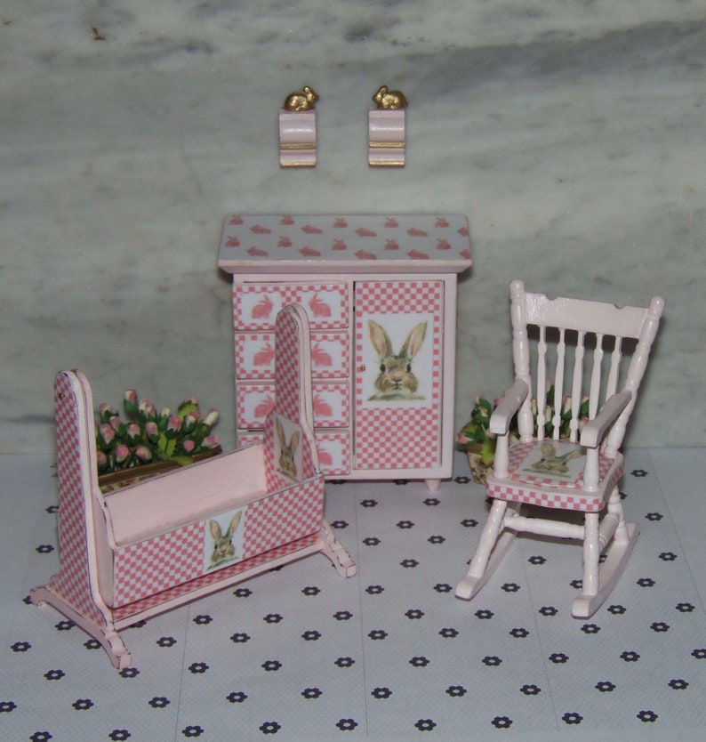 Miniature Dollhouse Nursery Furniture. Painted and Etsy