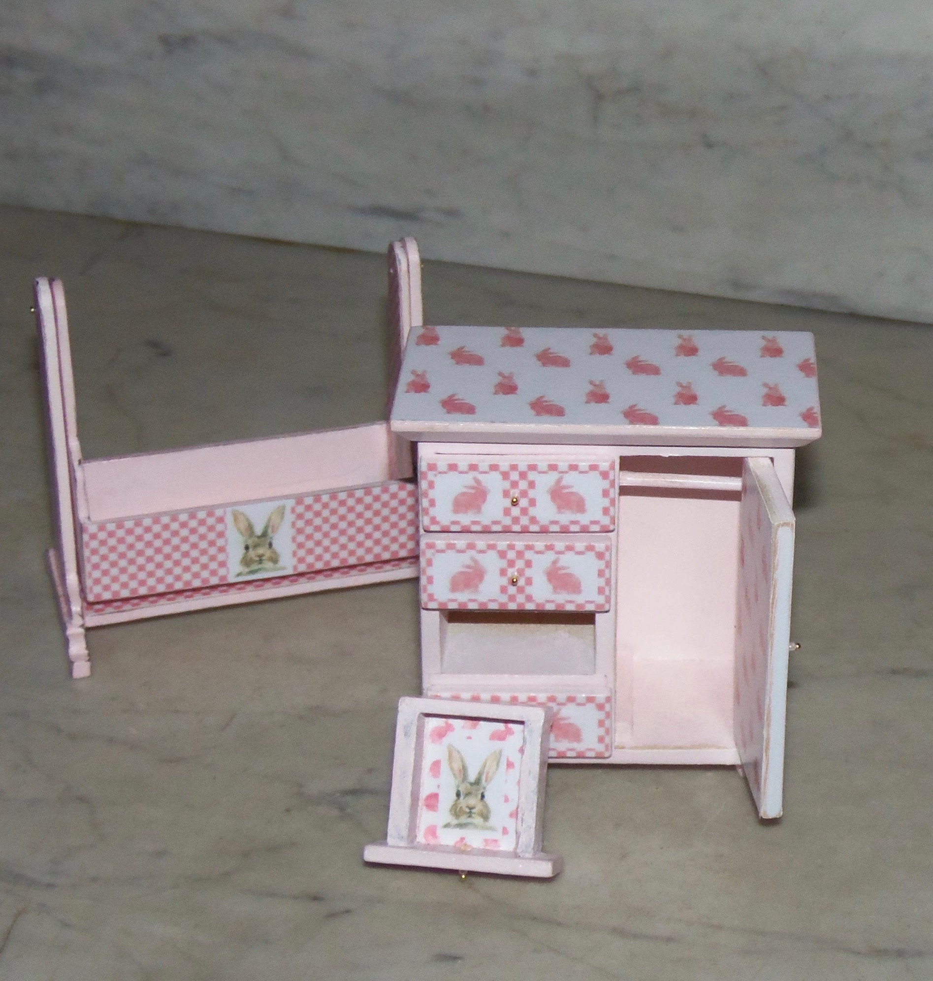 Miniature Dollhouse Nursery Furniture. Painted and Etsy