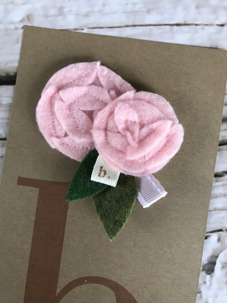 Pink on Pink Double Felt Flower Alligator Clip