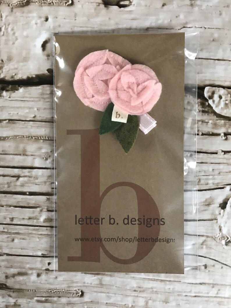 Pink on Pink Double Felt Flower Alligator Clip