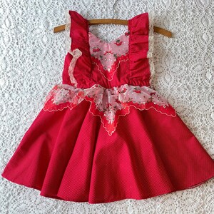 Christmas Dress 5T - handmade with vintage hanky
