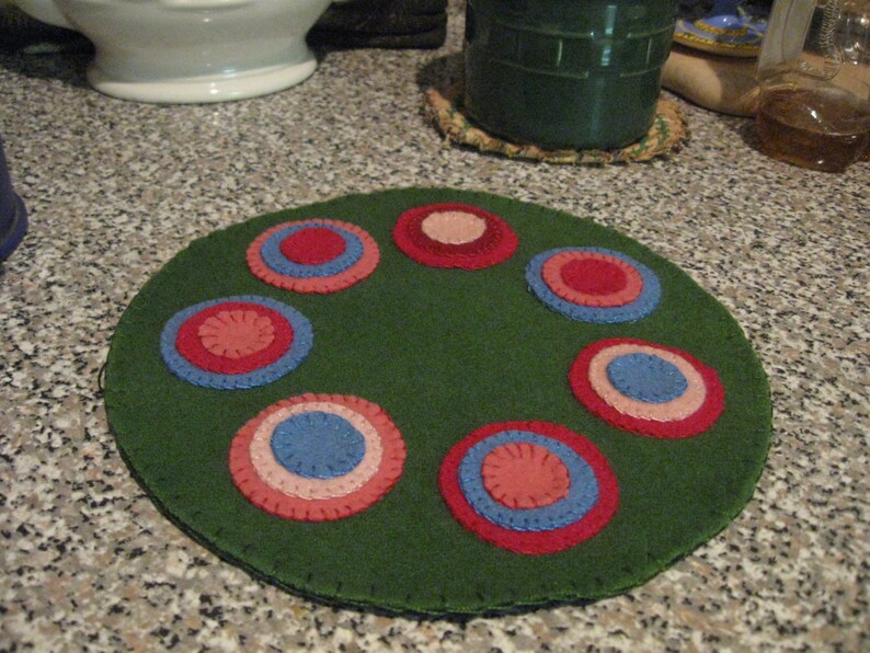 Penny Rug Spring Green OOAK