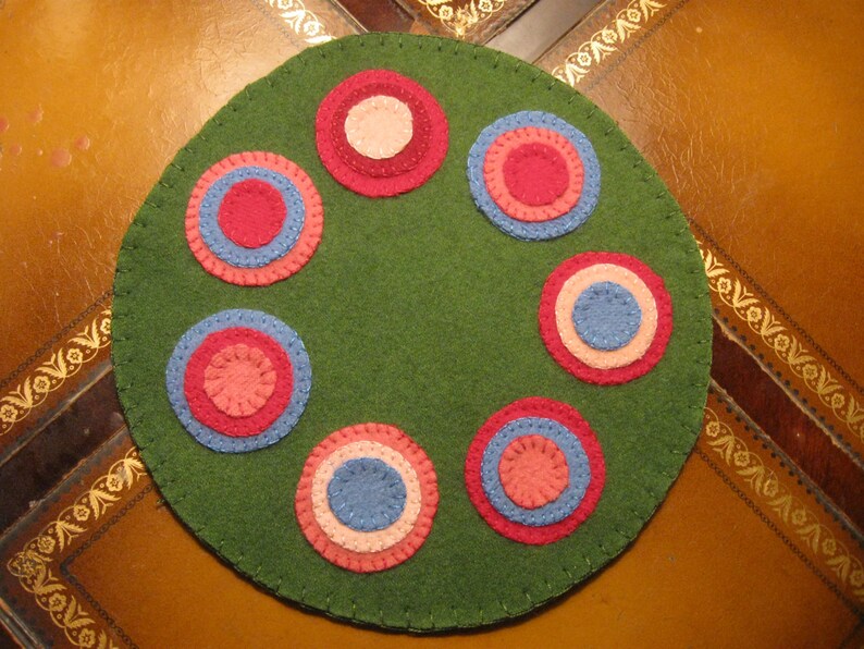 Penny Rug Spring Green OOAK
