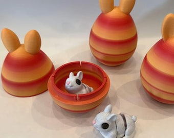 Baby Hase Kaninchen 3D Gedruckt mit Ei, Kinder Spielzeug, Unikat, Osterei, Geschenk, Korbfüller, Eiersuche, Schreibtisch-Haustier, Klassenbelohnung