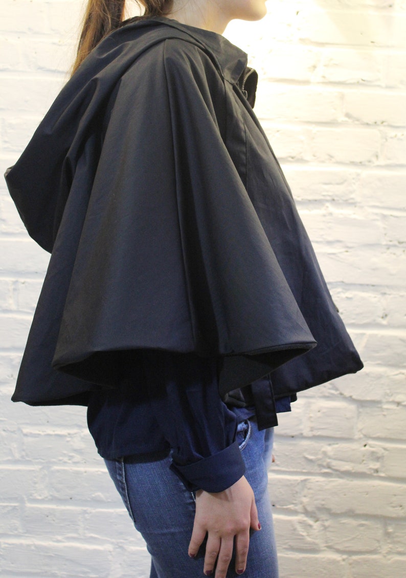 Alchemy waterproof fleece-lined cape with large fairy tale hood Warm waterproof with hood hooded image 3