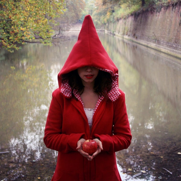 Manteau à capuche de fée, manteau femme, manteau rouge, imperméable,à capuche de fée, raincoat,manteau d'hiver, red coat, fairy, fairygrunge