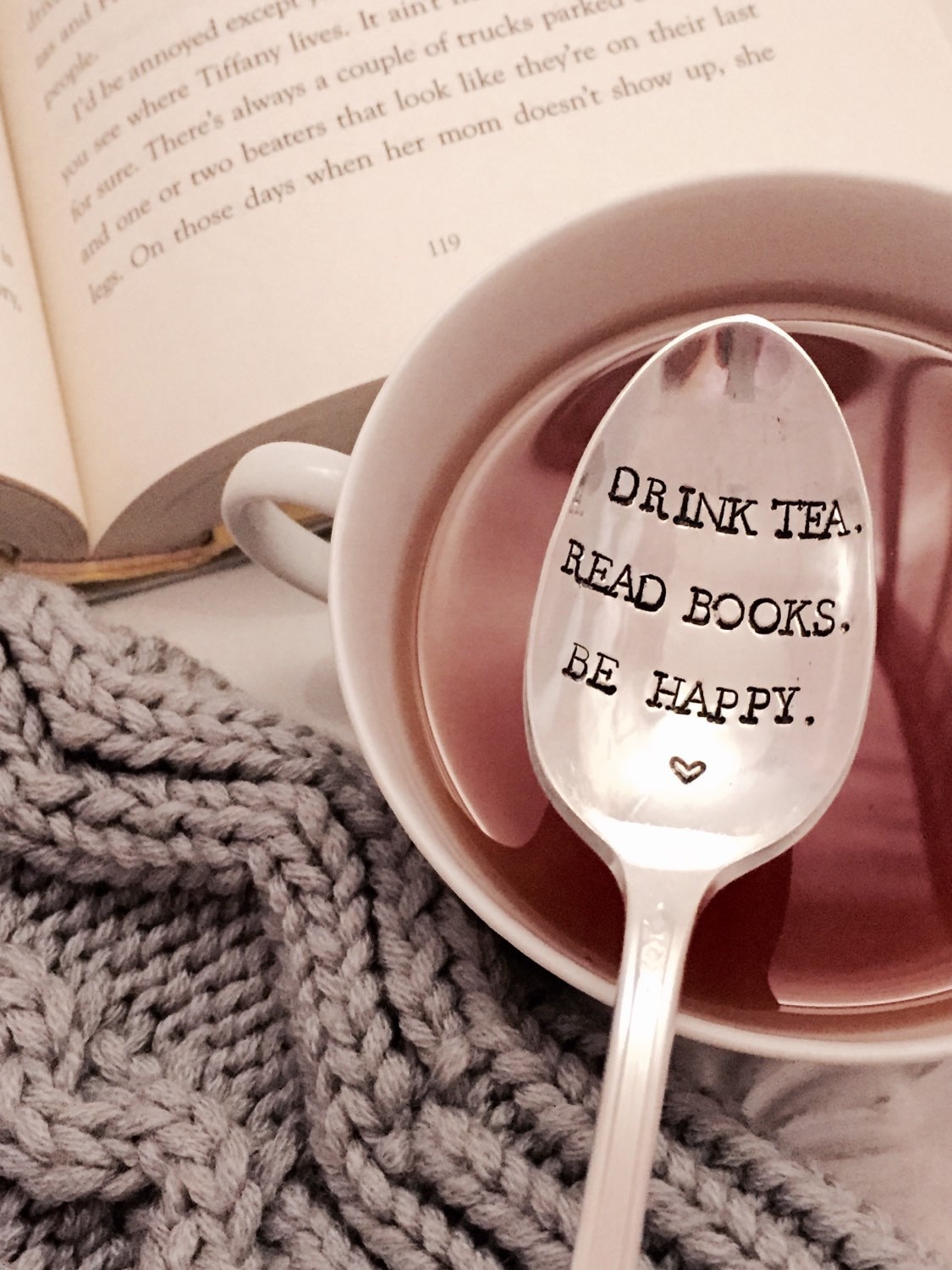 Book Lover Gift Drink Tea Read Books Be Happy Tea Lover Etsy